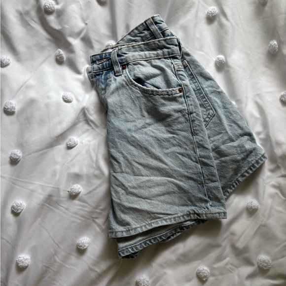 Zara Blue Jean Shorts High-Waisted Vintage Style - Picture 2 of 4